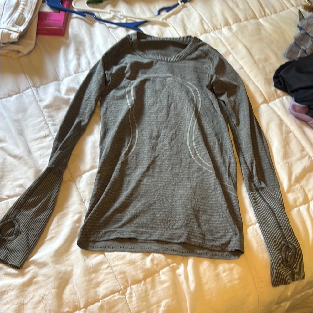 Gray Long Sleeve lululemon  Athletic Top